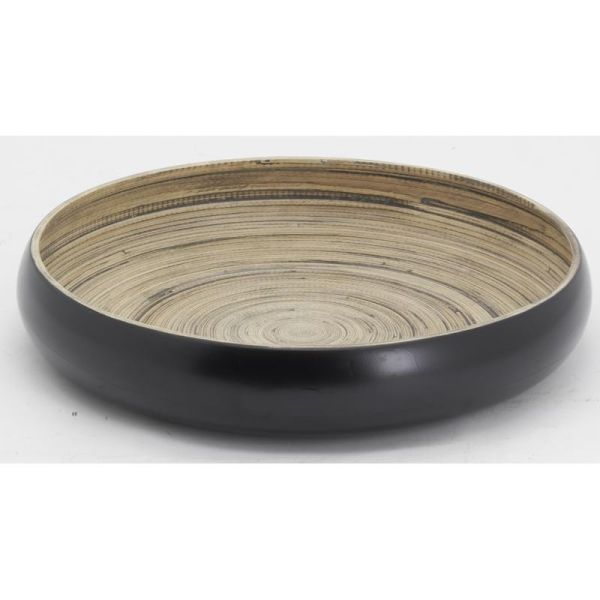 Plateaux ronds en bambou naturel et noir (lot de 2) - AUB-6079