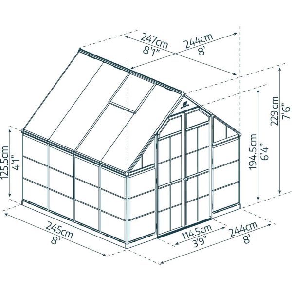 Serre de jardin en aluminium vert et polycarbonate Balance - PAA-0110