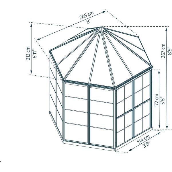 Serre de jardin hexagonale en aluminium et polycarbonate Oasis - PAA-0164