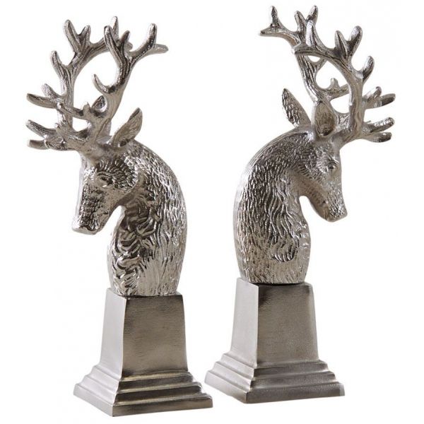 Serre-livres tête de cerf en aluminium (Lot de 2)