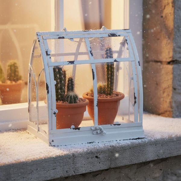 Serre en métal antique blanc et plexiglas - AUBRY GASPARD