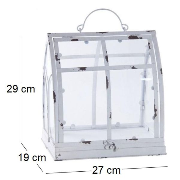 Serre en métal antique blanc et plexiglas - AUB-2949