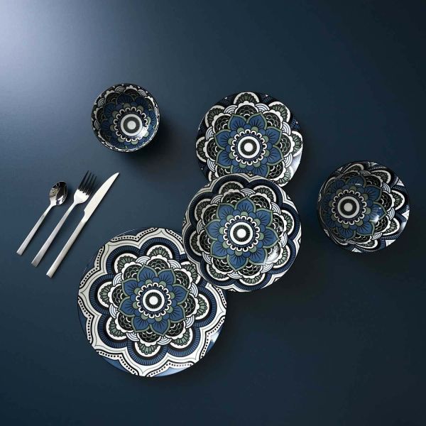 Service 18 pièces en porcelaine Mandala - THE HOME DECO FACTORY