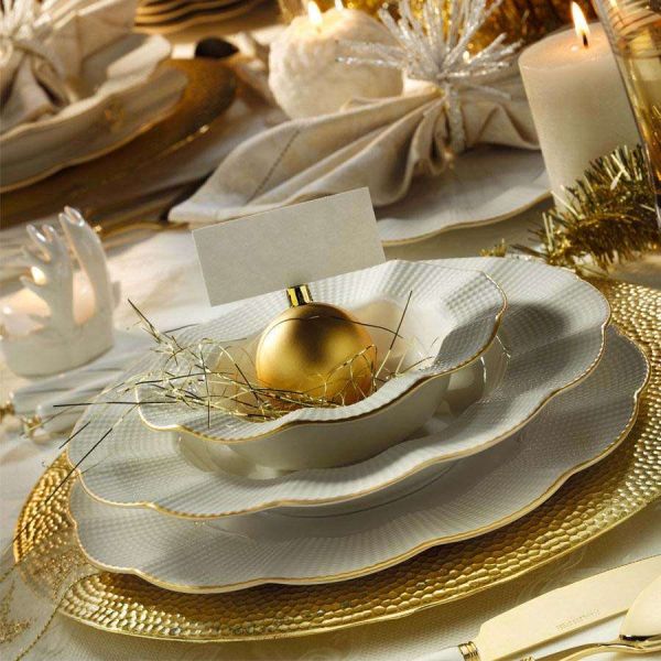 Service de table en porcelaine Gold 18 pièces - HANAH HOME