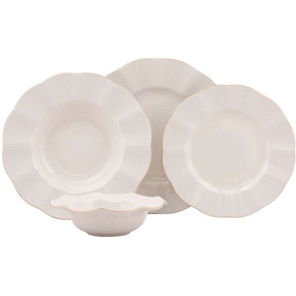 Service de table Novoz - 8 personnes - Porcelaine - 24 pièces - Service d'assiettes  8