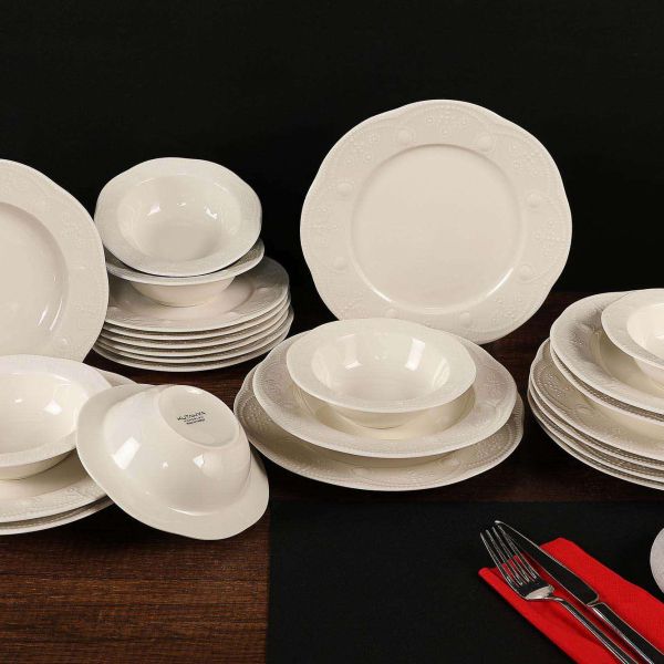 Service de table en porcelaine Romance 24 pièces - HANAH HOME