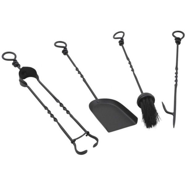 Set de 4 accessoires de cheminée en fer forgé 46cm