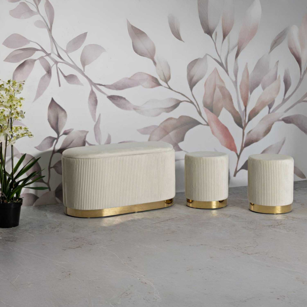 Set un banc et deux poufs en tissu avec rangement Shopy - MAURO FERRETTI