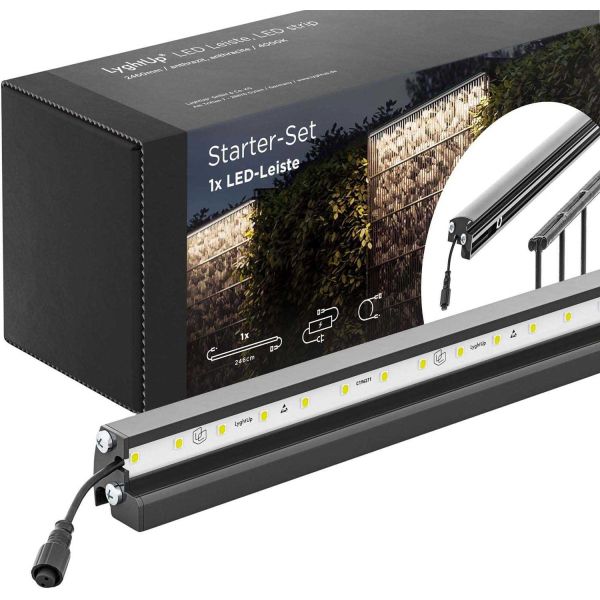 Set 1 barette lumineuse transformateur et prolongateur pour clôture en métal et gabions 2.46 m - EDE-0423