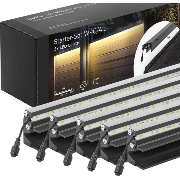 Set 5 barettes lumineuses transformateur et prolongateur pour clôture composite 1.73 m - EDE-0415