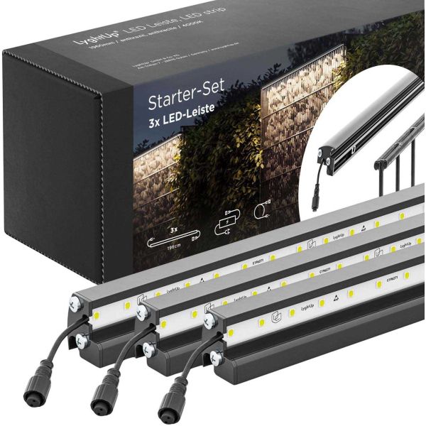 Set 3 barettes lumineuses transformateur et prolongateur pour clôture en métal et gabions 1.96 m - 429