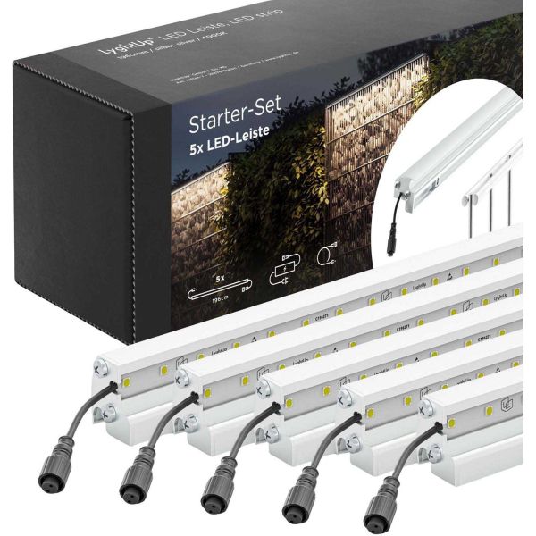 Set 5 barettes lumineuses transformateur et prolongateur pour clôture en métal et gabions 1.96 m - EDE-0434
