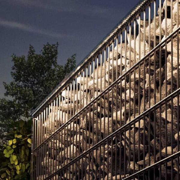 Set 3 barettes lumineuses transformateur et prolongateur pour clôture en métal et gabions 1.96 m - 