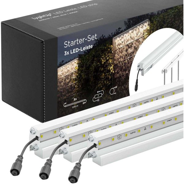 Set 3 barettes lumineuses transformateur et prolongateur pour clôture en métal et gabions 1.96 m - EDE-0430