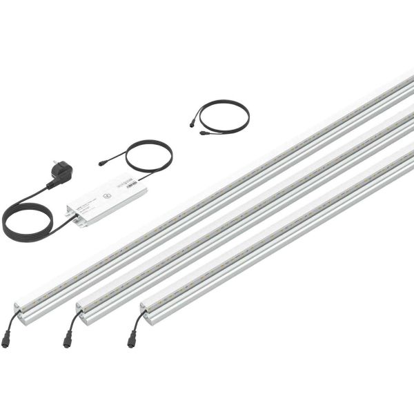 Set 3 barettes lumineuses transformateur et prolongateur pour clôture en métal et gabions 1.96 m