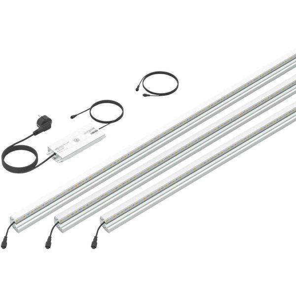 Set 3 barettes lumineuses transformateur et prolongateur pour clôture en métal et gabions 2.46 m
