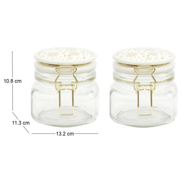 Set de 2 bocaux en verre couvercle céramique - 5