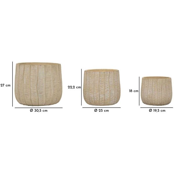 Set de 3 cache-pots en céramique Flake - MAU-0629