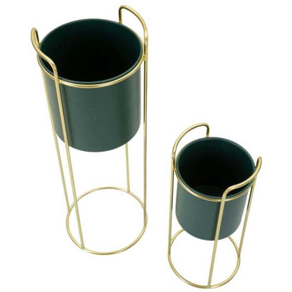 Set de 2 cache-pots en métal coloré Grent slim - 5