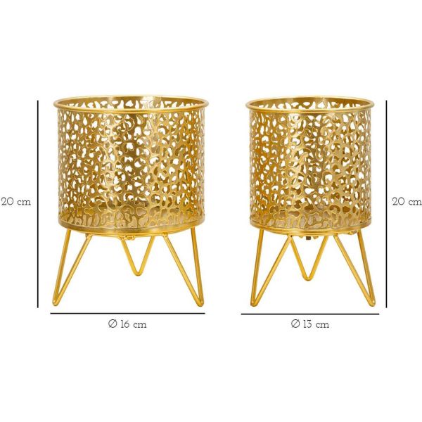 Set de 2 cache-pots en métal doré Holderpiny - MAU-0446