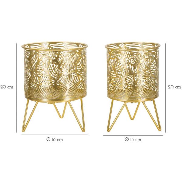 Set de 2 cache-pots en métal doré Naty - MAU-0445