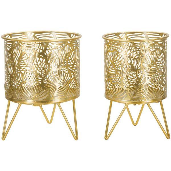 Set de 2 cache-pots en métal doré Naty
