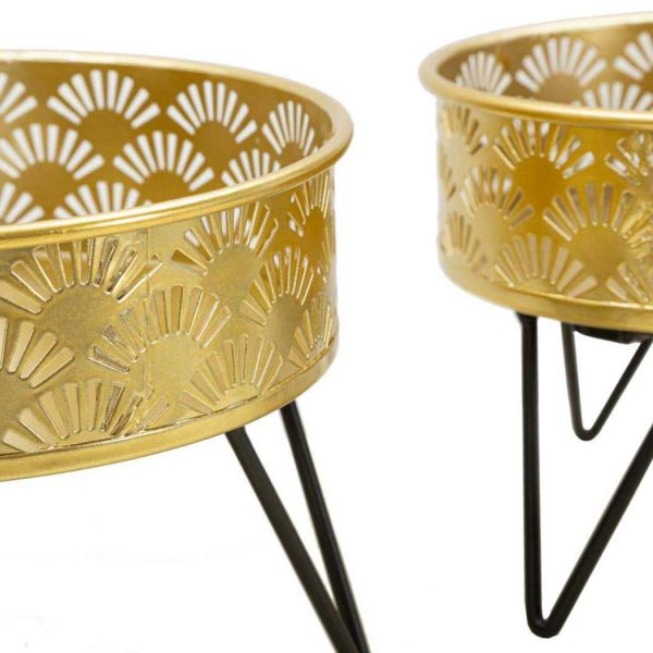 Set de 2 cache-pots en métal doré et noir Zanny - 5