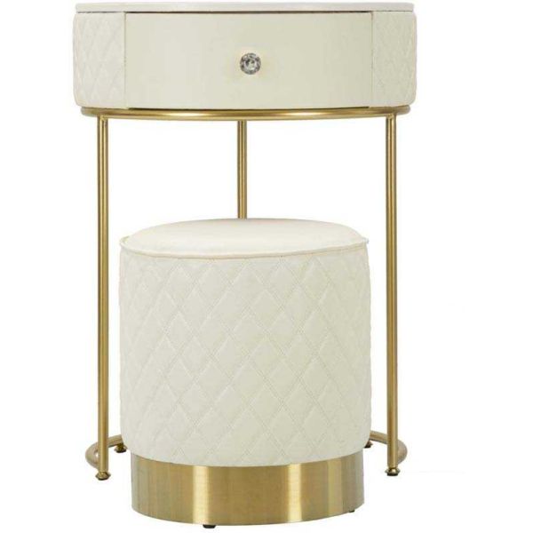 Set coiffeuse avec tabouret effet matelassé Sharon - 269