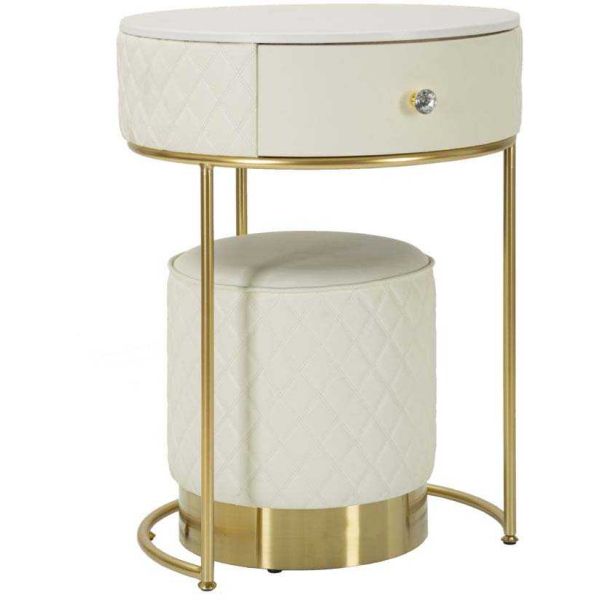 Set coiffeuse avec tabouret effet matelassé Sharon - 5