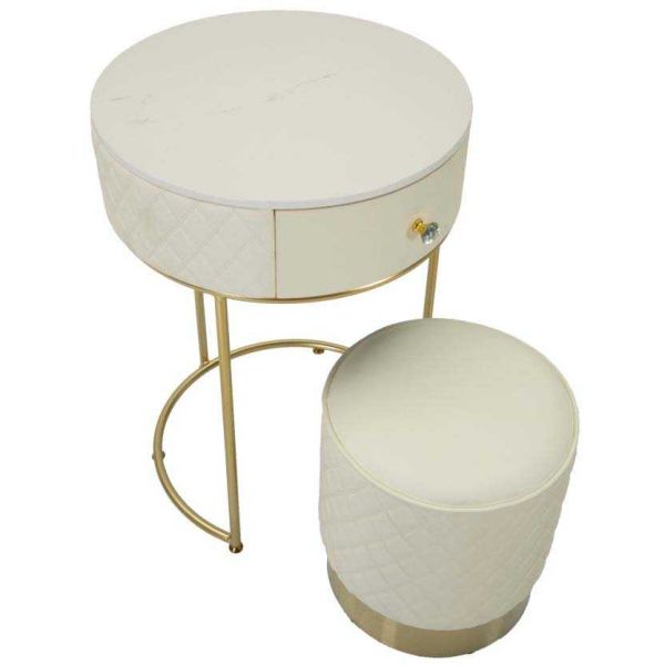 Set coiffeuse avec tabouret effet matelassé Sharon - 6