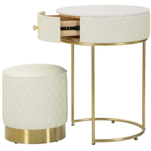 Set coiffeuse avec tabouret effet matelassé Sharon - 7