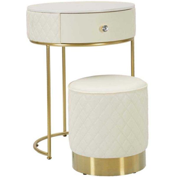 Set coiffeuse avec tabouret effet matelassé Sharon