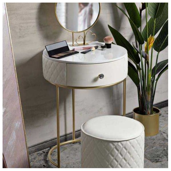 Set coiffeuse avec tabouret effet matelassé Sharon - MAURO FERRETTI