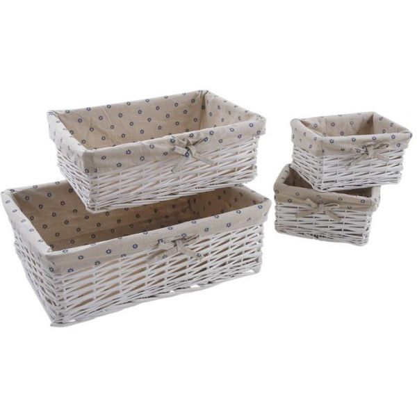 Corbeilles blanches rangement malin (Lot de 4)