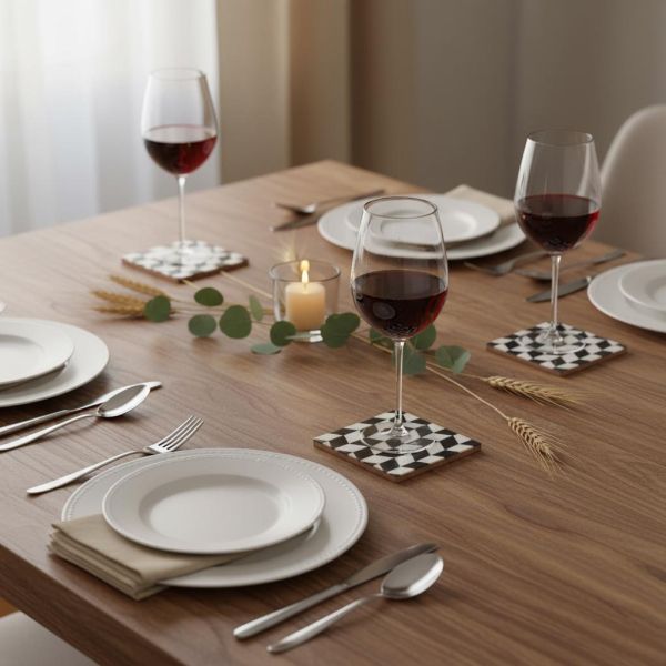 Set de 4 dessous de verre avec support - 9,90