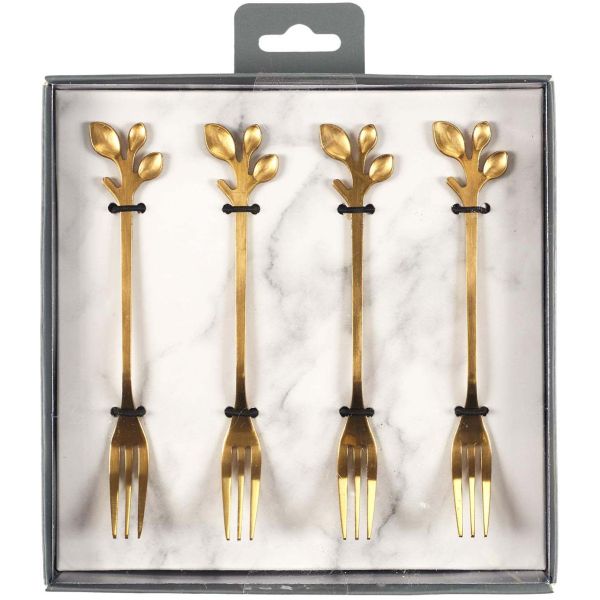Set de 4 fourchettes à dessert en métal doré Royal
