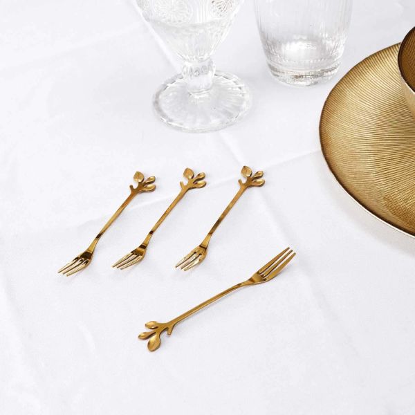 Set de 4 fourchettes à dessert en métal doré Royal - THE HOME DECO FACTORY