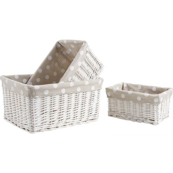 Grandes corbeilles osier blanc (Lot de 3)