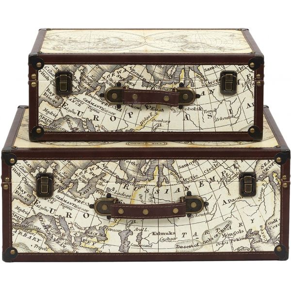 Set de 2 malles en bois Mappemonde - THE HOME DECO FACTORY