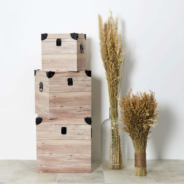 Set de 3 malles impression lames de bois - 10