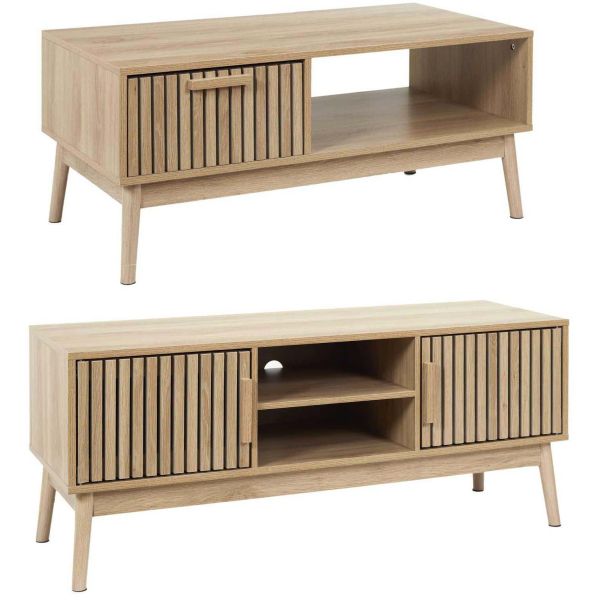 Set meuble TV et table basse en bois Klaus