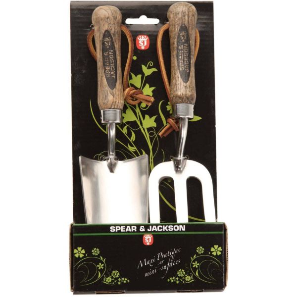 Set de 2 mini outils à fleurs inox manche en frêne