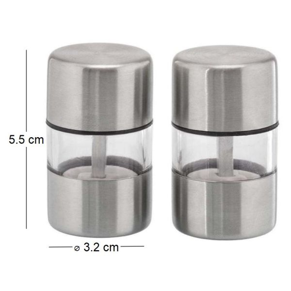Set de 2 minis moulins sel et poivre en inox - 8