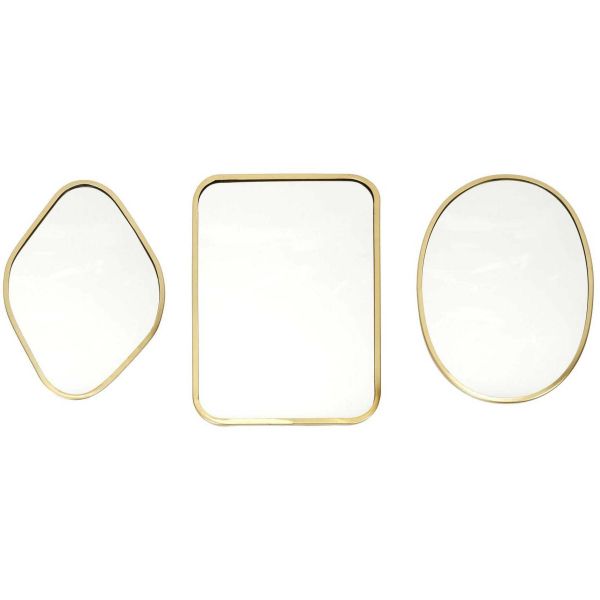 Set de 3 miroirs décoratifs en métal doré