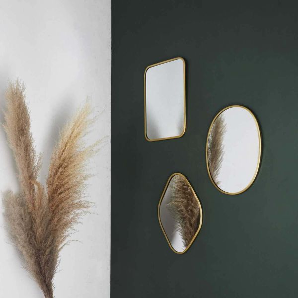 Set de 3 miroirs décoratifs en métal doré - THE HOME DECO FACTORY