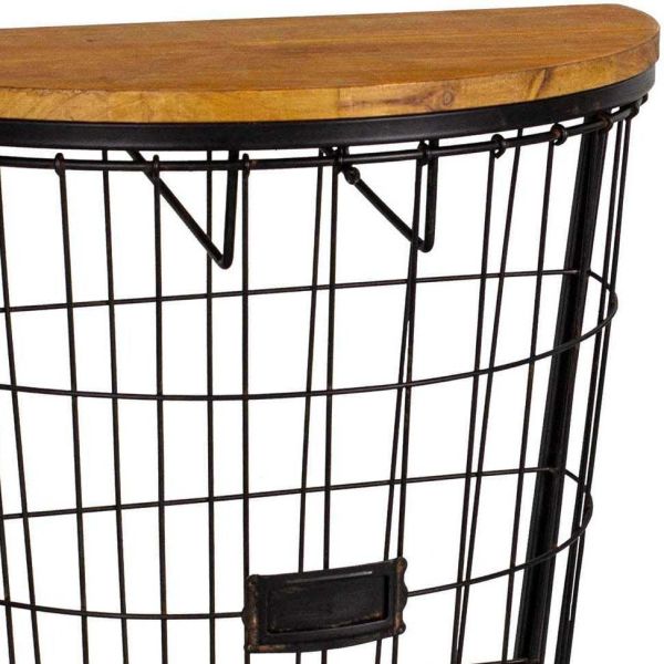 Set de 2 paniers filaires muraux en fer et bois - ANT-0837