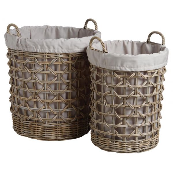 Panier à linge en poelet gris (Lot de 2)