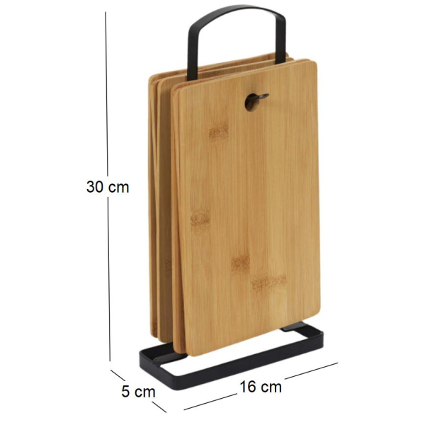 Set de 6 planches à découper en bambou avec socle en métal - 10