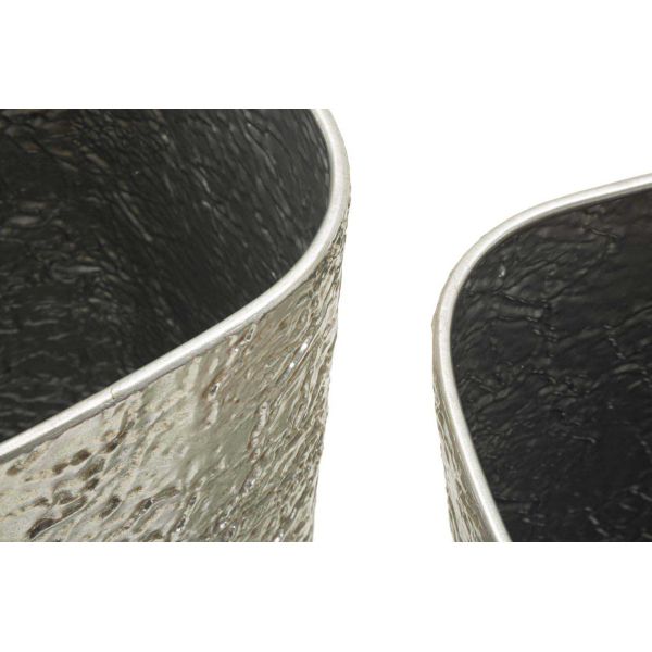 Set de 2 pots de fleur en métal argenté Argelux - 5