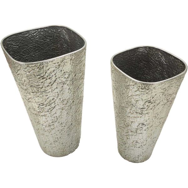 Set de 2 pots de fleur en métal argenté Argelux - 169
